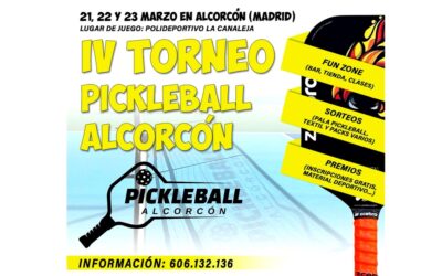 Del 21 al 23 de marzo se juega el IV Torneo Pickleball Alcorcón